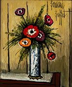 Bernard Buffet: Anemones in a Vase - Painting