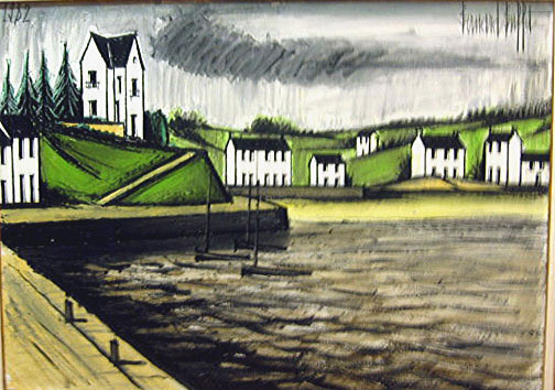 Bernard Buffet: Bateaux dans un Port, 1982 - Painting