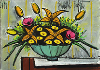 Bernard Buffet: Fleurs dand une Coupe, 1994 - Painting