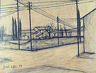 Bernard Buffet: Paysage de Cararet, Vaucluse, 1950 - Drawing