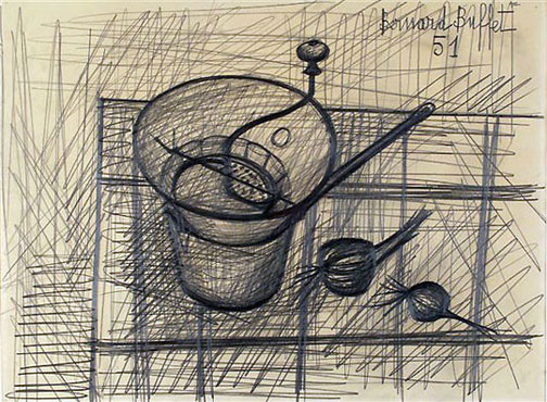 Bernard Buffet: Nature Morte - Grinder and Radishes, 1951 - Drawing