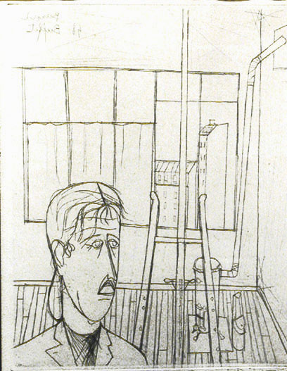 Bernard Buffet: Personnage dans l'Atelier, 1948 - Etching