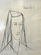 Bernard Buffet: Portrait of a Woman, 1949 - Drawing
