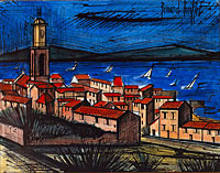 Bernard Buffet: Port de Saint Tropez, 1986 - Watercolor