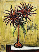 Bernard Buffet: Dahlias dans un Vase Galle, 1991 - Painting
