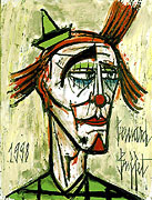 Bernard Buffet: Clown au Chapeau Vert, 1998 - Painting