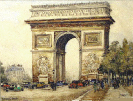 Frank-Will: L'Arc de Triomphe, Paris - Watercolor