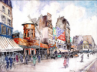 Frank-Will: Moulin Rouge, Paris - Watercolor