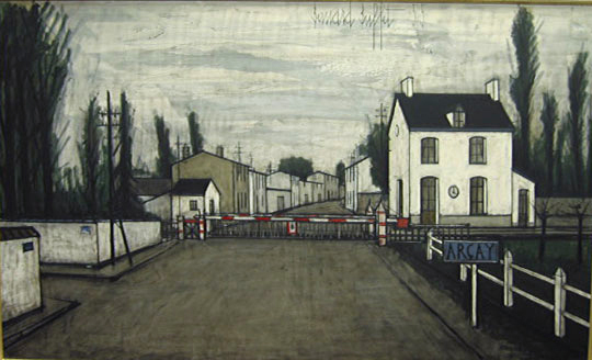 Bernard Buffet: Le passage a niveau d'Arcay, 1955 - painting