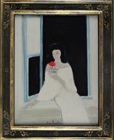 Andre Brasilier: Chantal with a Rose - Painting