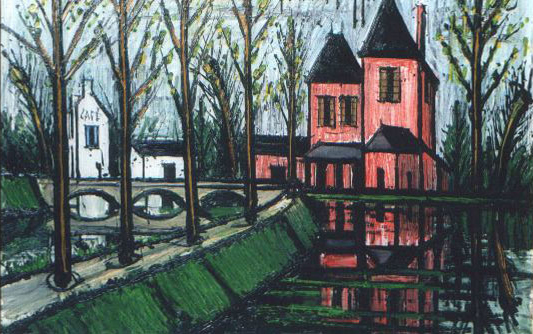 Bernard Buffet: Maison Rose au Bord de l'Eau, 1996 - painting