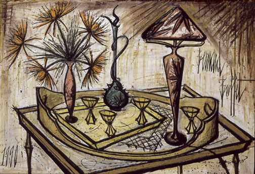 Bernard Buffet: Still Life with Tiffany Lamp, 1990  | Painting