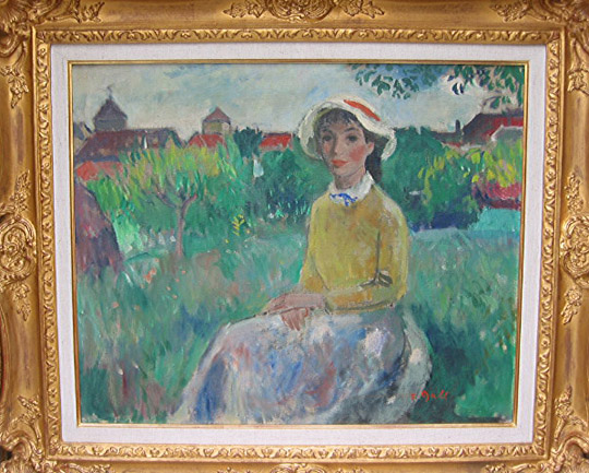 Fran&ccedil;ois Gall  - Young Girl Seated - painting