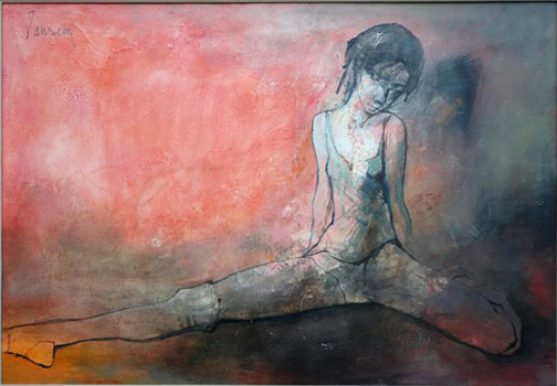 Jean Jansem: Grand Ecart sur Fond Rouge, 1969-1970 - painting