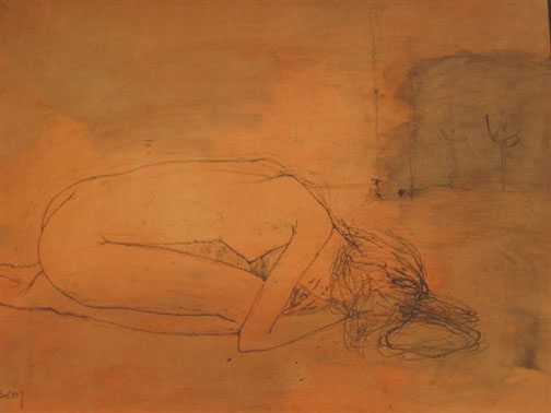 Jean Jansem: Reclining Nude, 1060's - gouache on paper