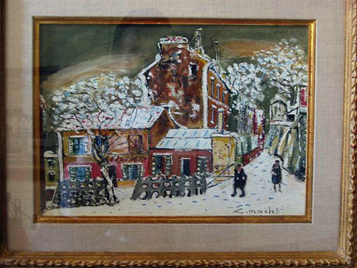 Elisee Maclet: Le Lapin Agile, Montmartre sous la Neige - Gouache 